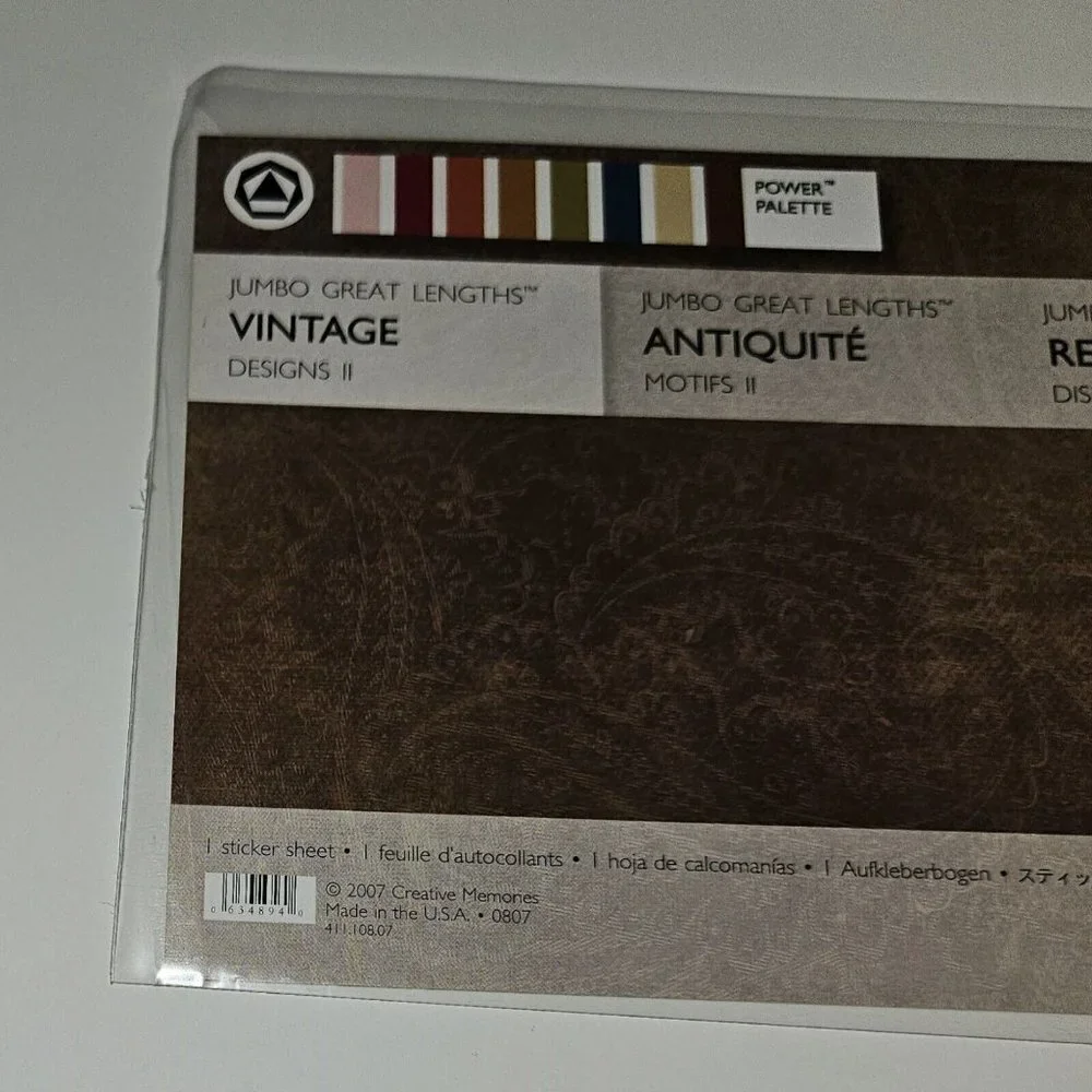 NEW Creative Memories Jumbo Great Lengths 1 Sticker Sheet Vintage Designs II